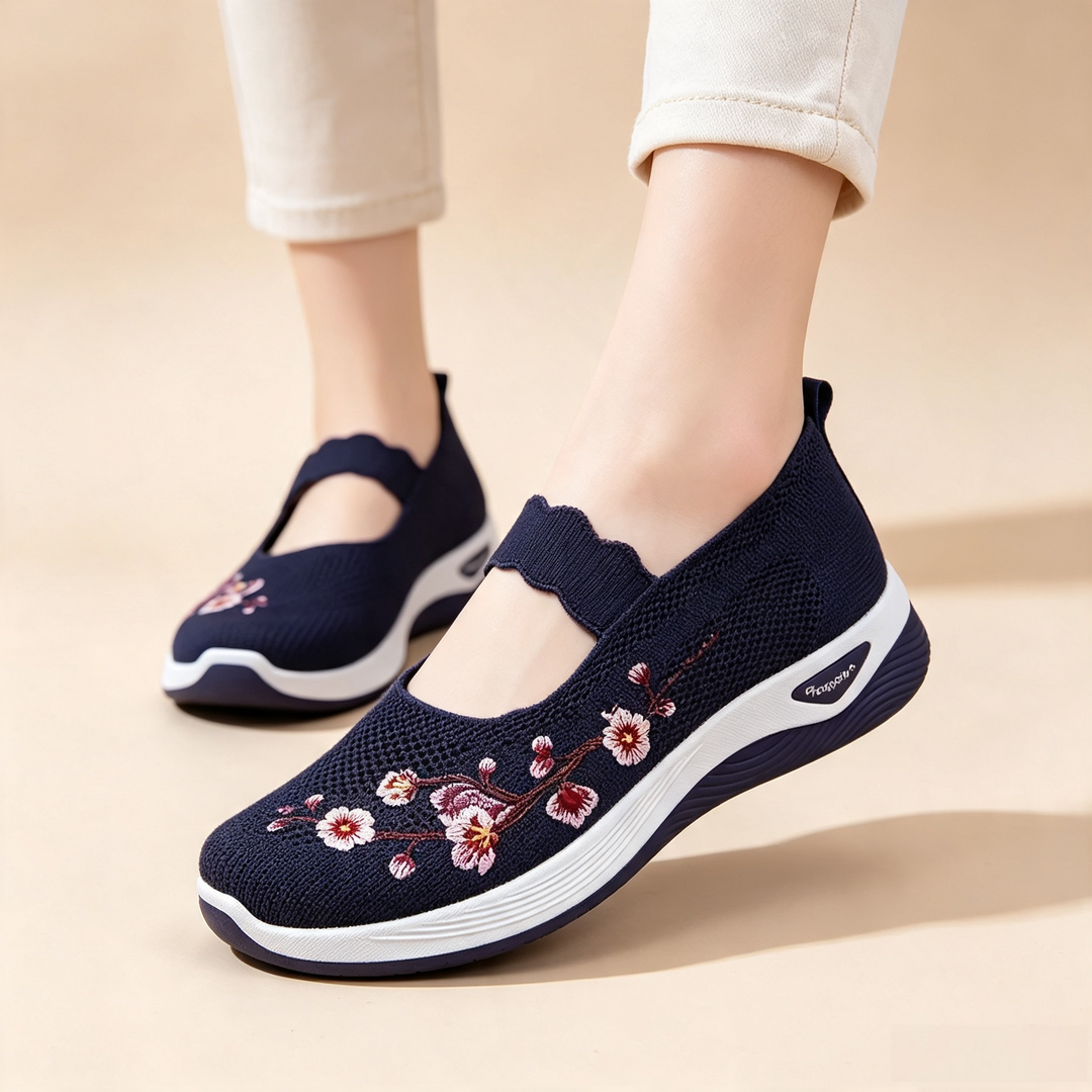 Embroidered Mesh Slip-on Sneakers