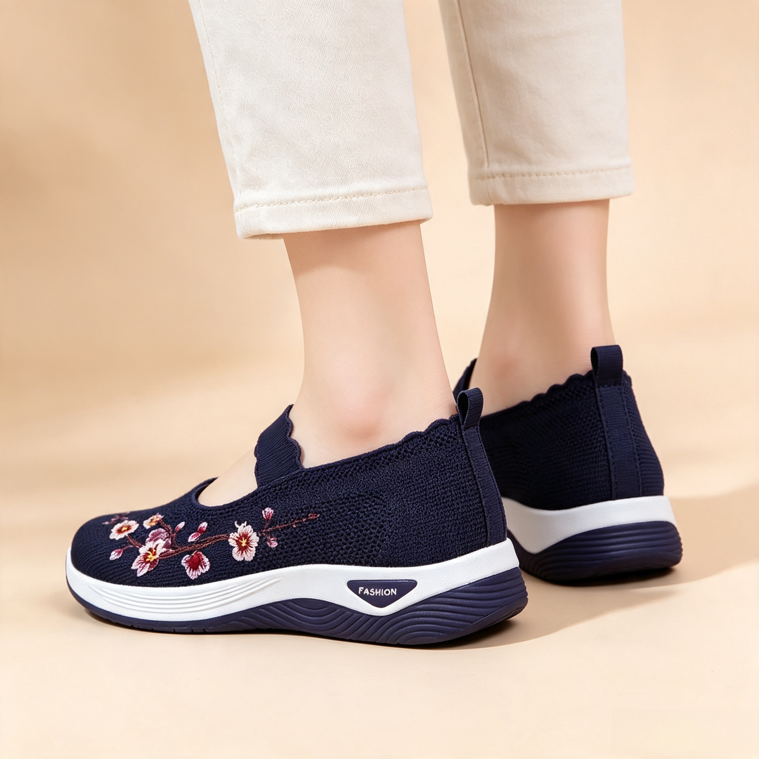 Embroidered Mesh Slip-on Sneakers
