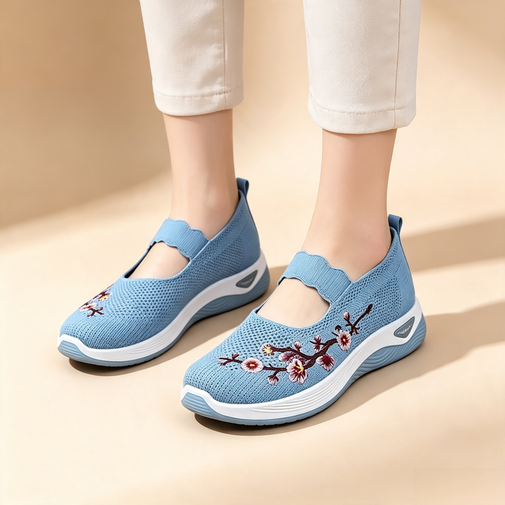 Embroidered Mesh Slip-on Sneakers