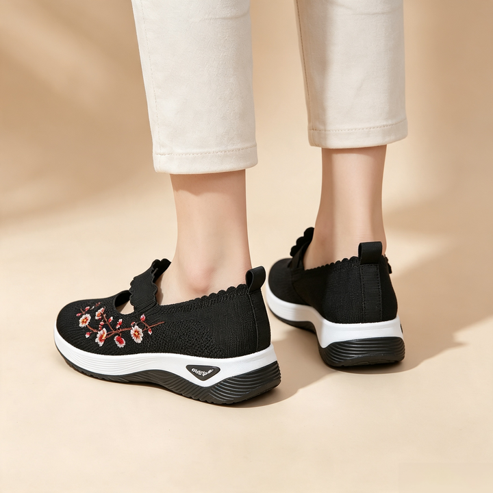 Embroidered Mesh Slip-on Sneakers