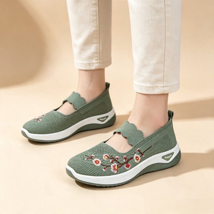 Embroidered Mesh Slip-on Sneakers