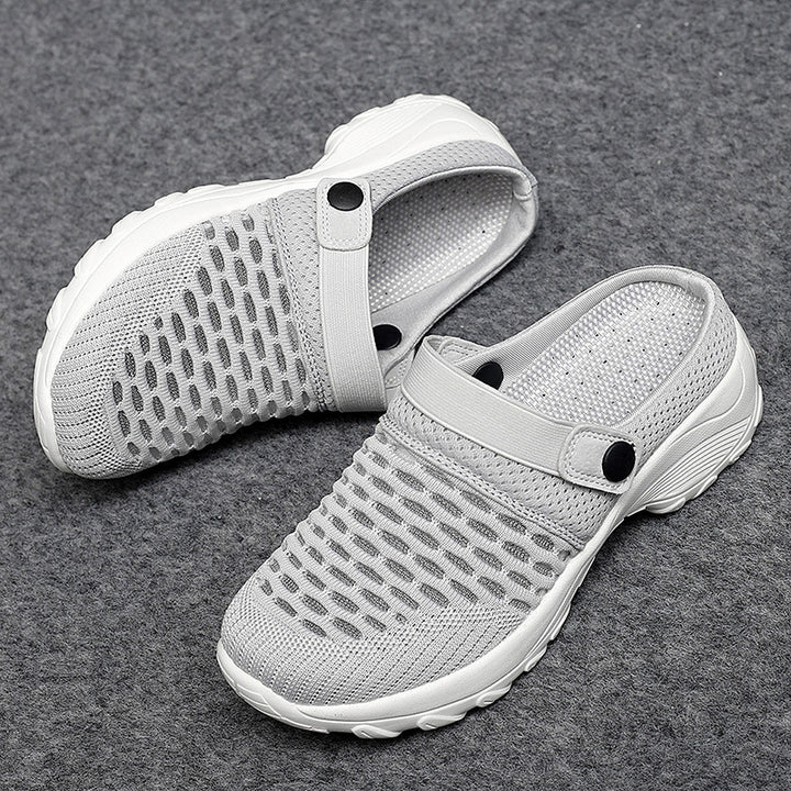 Breathable Mesh Slip-On Clogs Women Lightweight Walking Shoes with Adjustable Strap