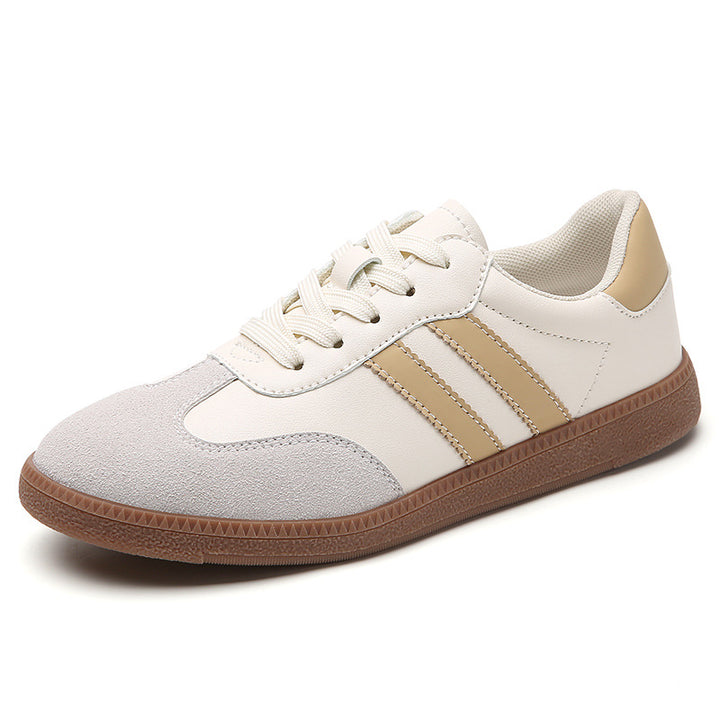 Retro Striped Casual Sneakers for Women – Classic Suede &amp; Leather Low-Top Shoes