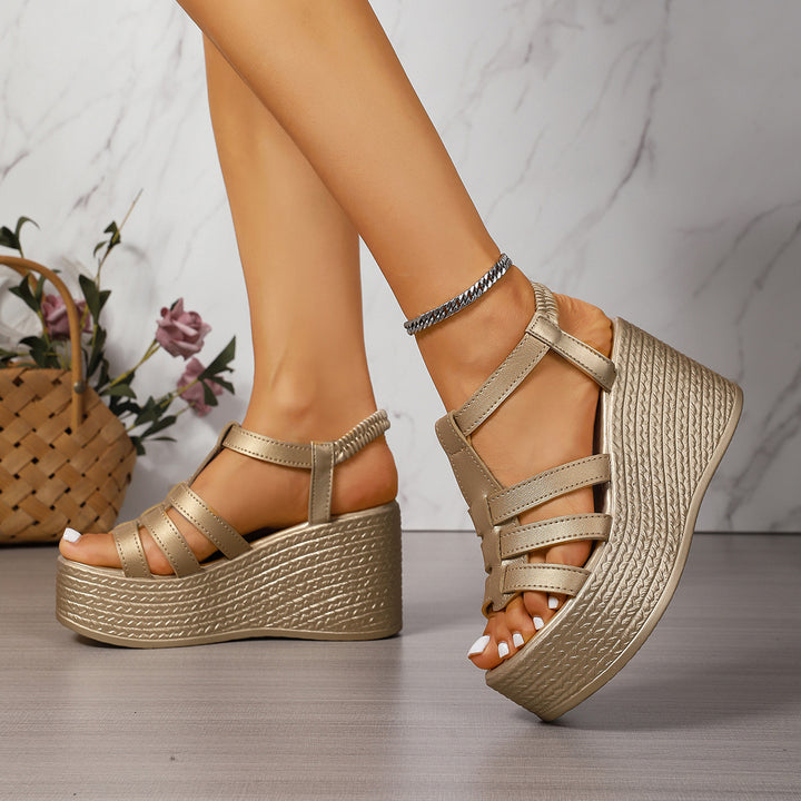 Platform Wedge Sandals with T-Strap Design