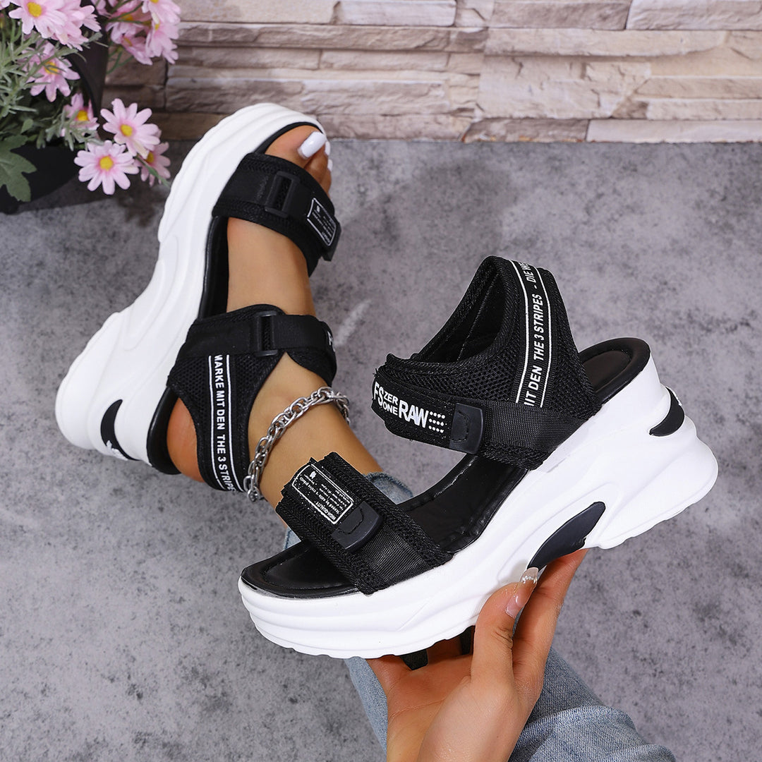 7.5cm Platform Sport Sandals - Comfy Velcro Summer Shoes