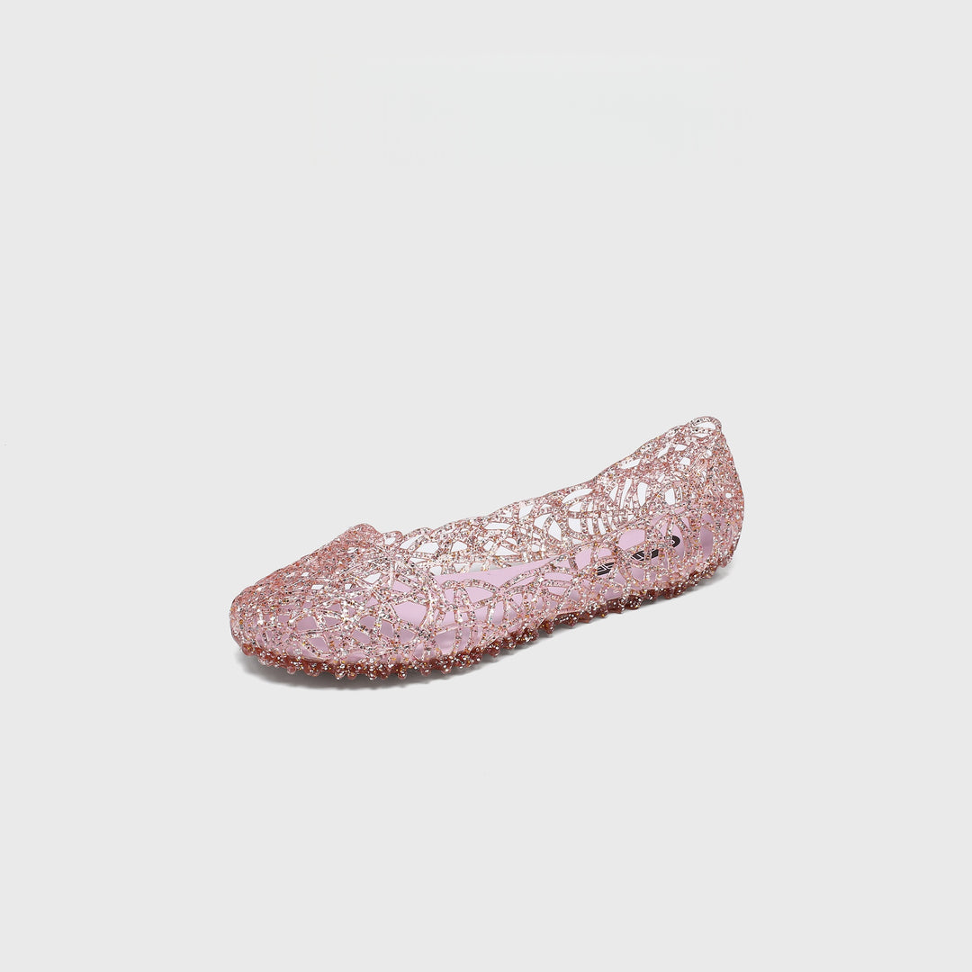 Women Sparkly Hollow Woven Flats Breathable Mesh Pointed Toe Ballet Flats