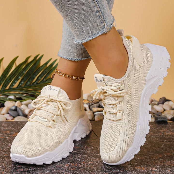 Lightweight Breathable Knit Chunky Sneakers – Women’s Platform Dad Shoes