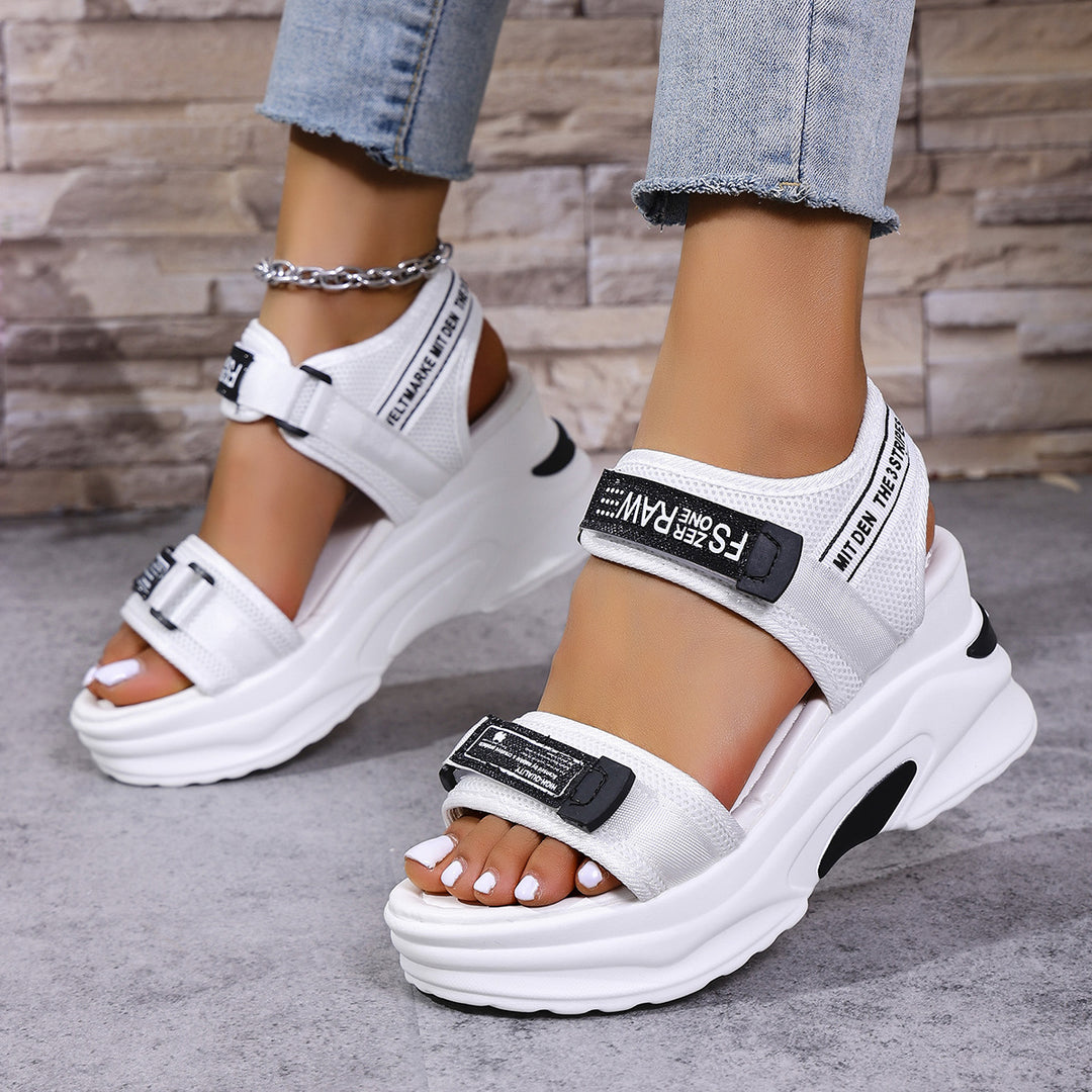 7.5cm Platform Sport Sandals - Comfy Velcro Summer Shoes