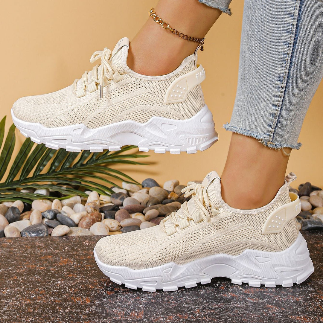 Lightweight Breathable Knit Chunky Sneakers – Women’s Platform Dad Shoes
