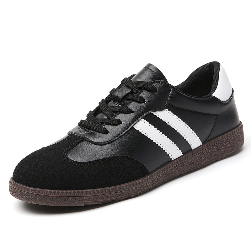 Retro Striped Casual Sneakers for Women – Classic Suede &amp; Leather Low-Top Shoes