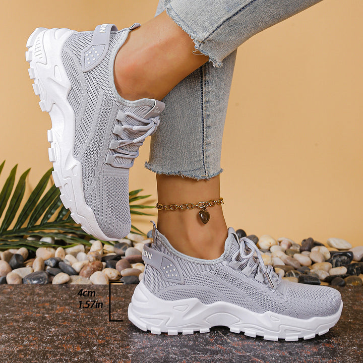 Lightweight Breathable Knit Chunky Sneakers – Women’s Platform Dad Shoes