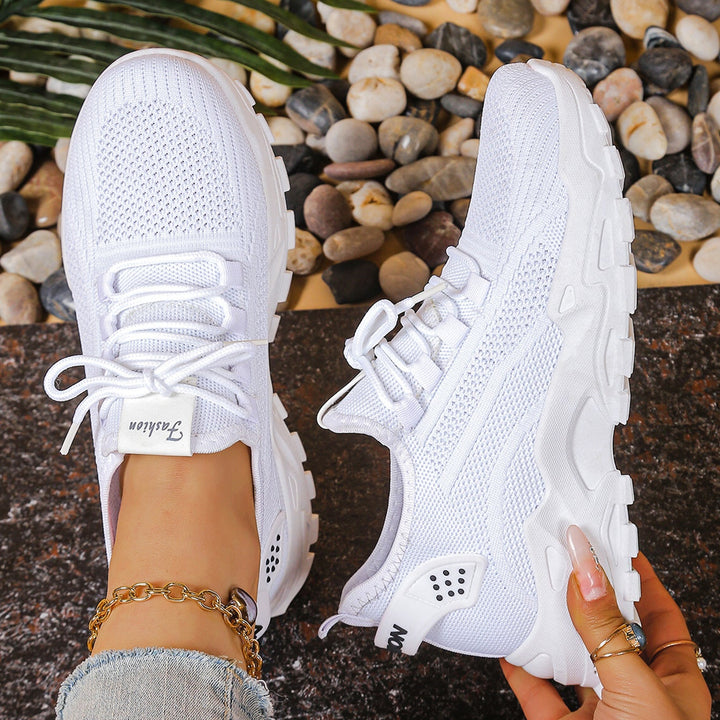 Lightweight Breathable Knit Chunky Sneakers – Women’s Platform Dad Shoes