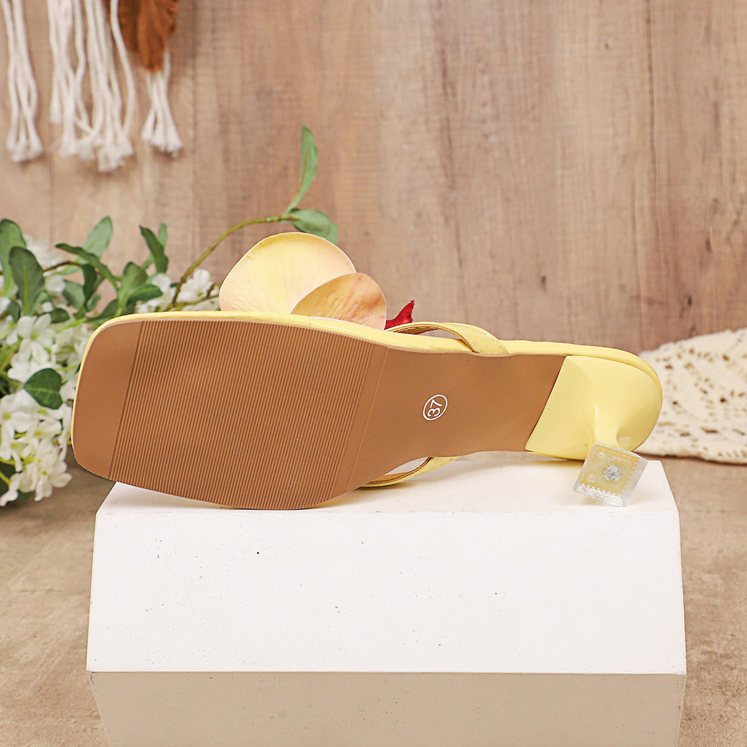 Stylish Kitten Heel Thong Sandals with Orchid Flower – 5.5cm Low Heel Summer Shoes