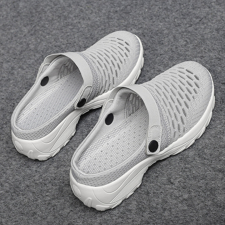 Breathable Mesh Slip-On Clogs Women Lightweight Walking Shoes with Adjustable Strap