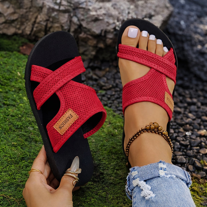 Mesh Cross Strap Summer Sandals for Women