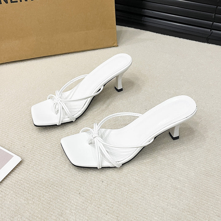 Square Toe Kitten Heel Mules with Bow Knot – 7CM Heel