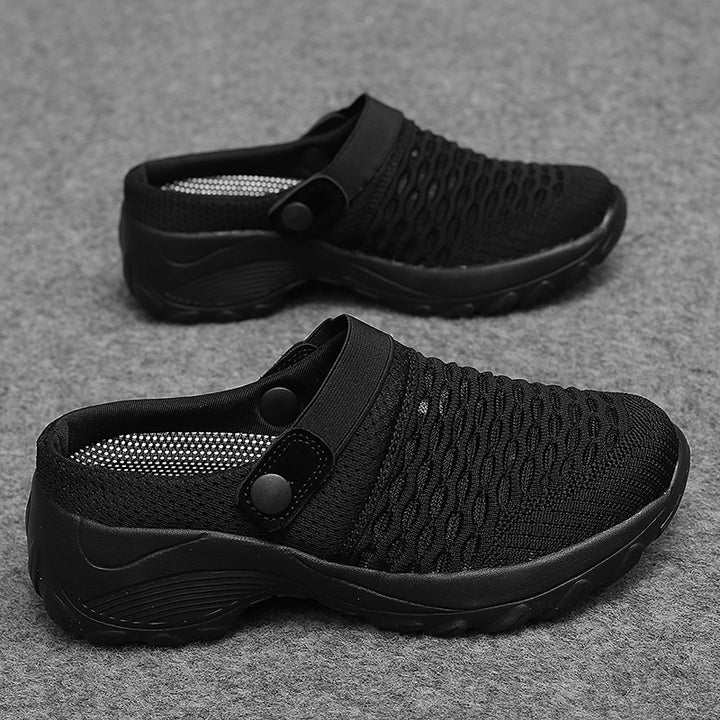 Breathable Mesh Slip-On Clogs Women Lightweight Walking Shoes with Adjustable Strap