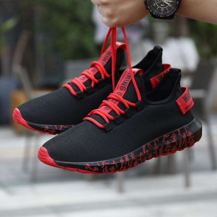Couple Matching Breathable Mesh Sneakers - Warning Camo Pattern Sport Casual Shoes