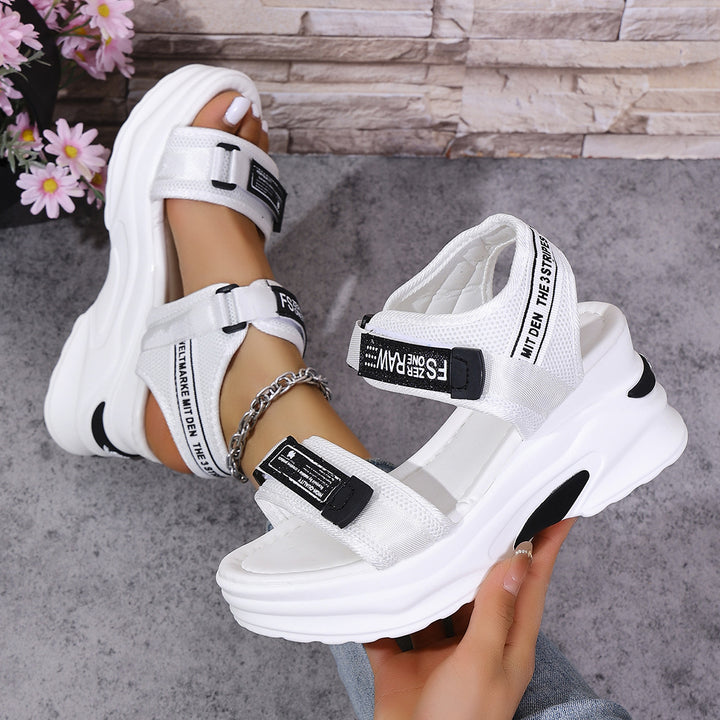 7.5cm Platform Sport Sandals - Comfy Velcro Summer Shoes