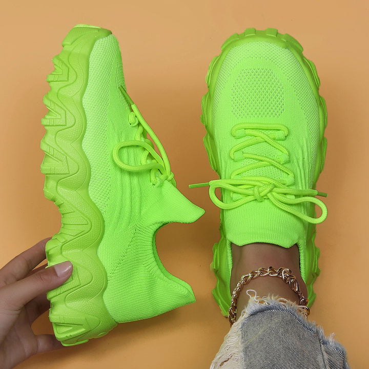 Chunky Knit Platform Sneakers - Thick Sole Casual Shoes