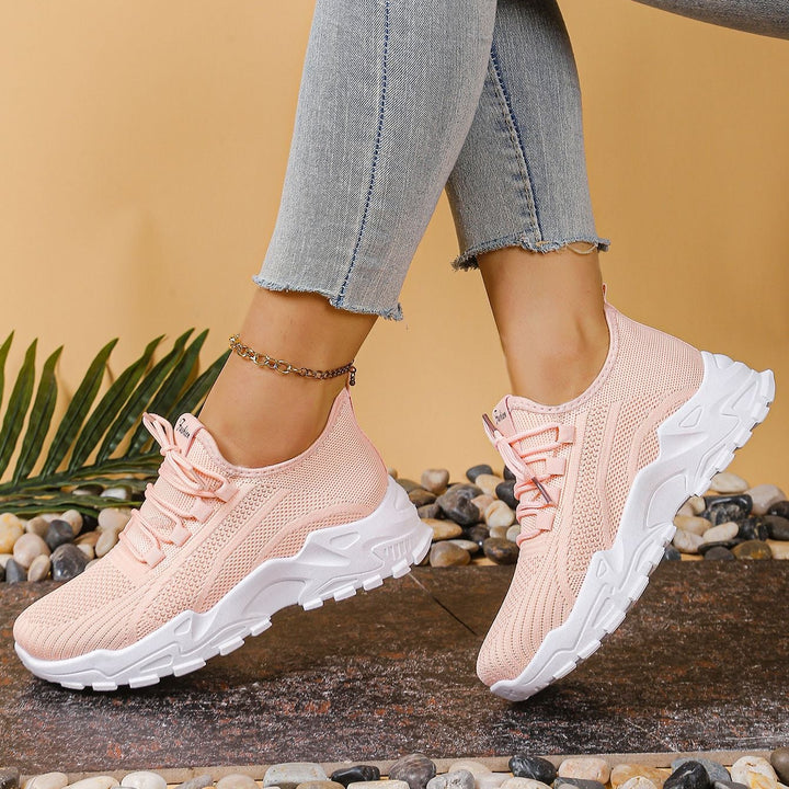 Lightweight Breathable Knit Chunky Sneakers – Women’s Platform Dad Shoes