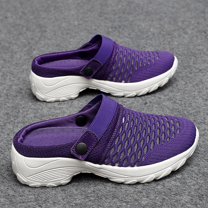 Breathable Mesh Slip-On Clogs Women Lightweight Walking Shoes with Adjustable Strap
