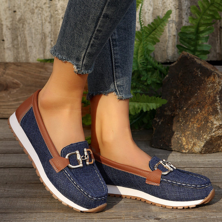 Casual Metal Buckle Loafers – Comfy Platform Slip-On Shoes