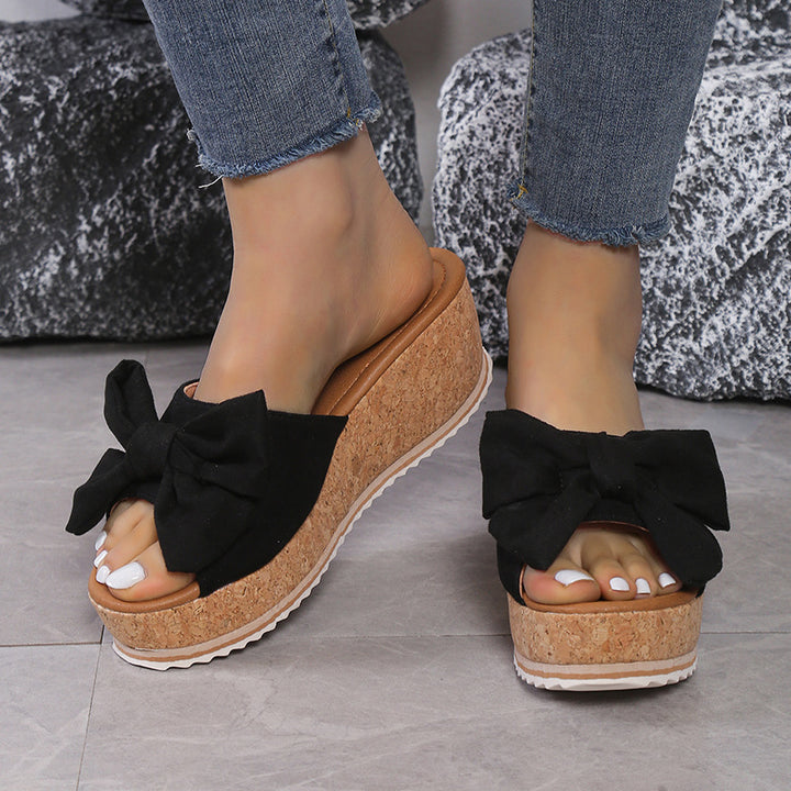 Bow Platform Wedge Sandals for Women