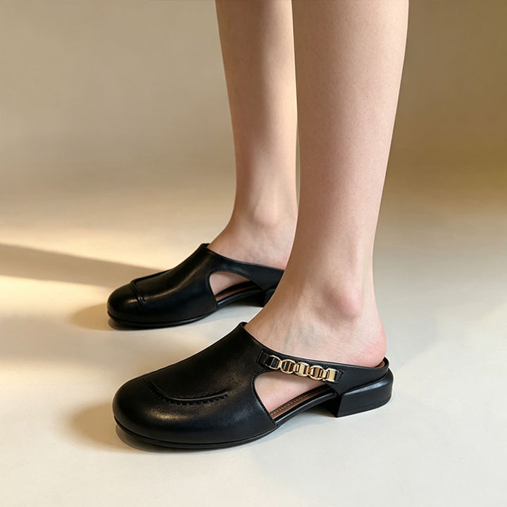 Casual Cut-Out Block-Heel Mules