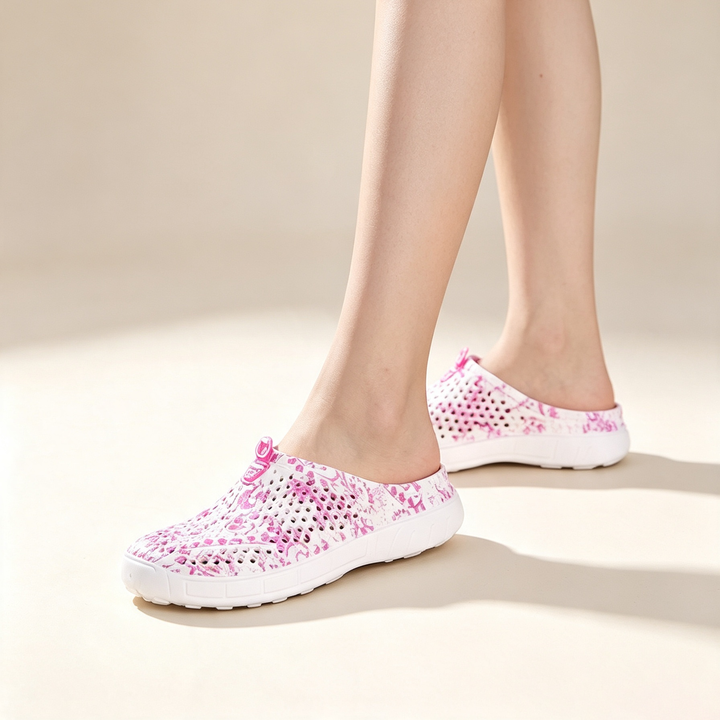 Trendy Floral Hollow Slip On Outdoor Beach Mules