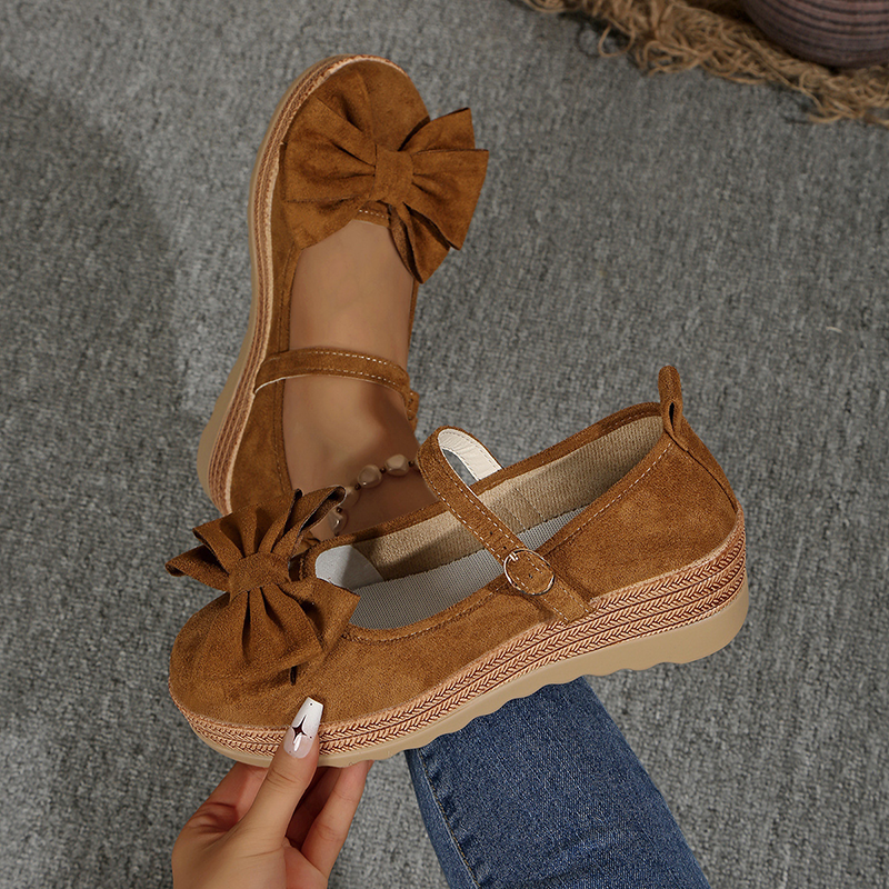Bow Mary Jane Platform Wedge Shoes