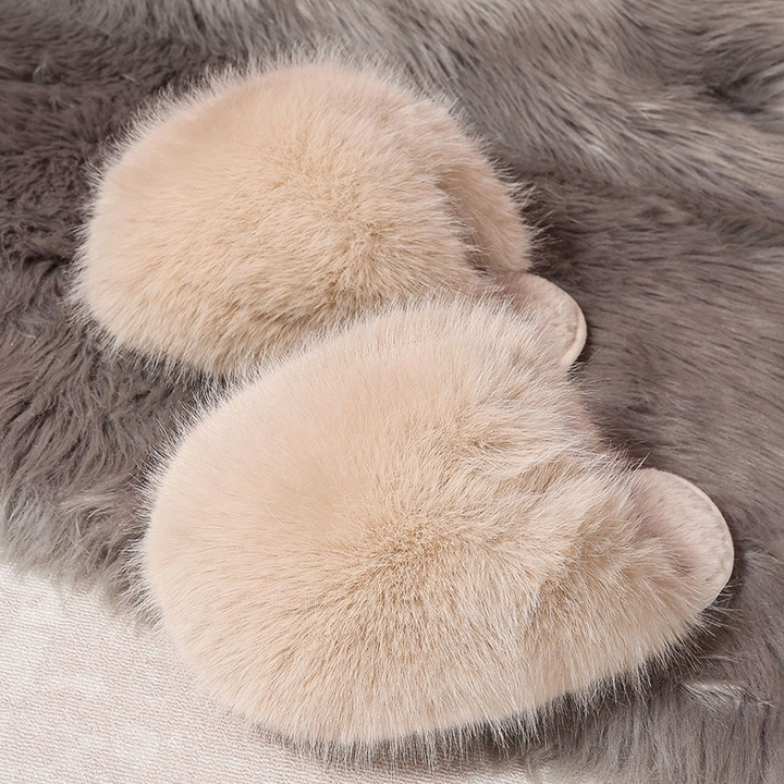 Plush flat indoor slippers