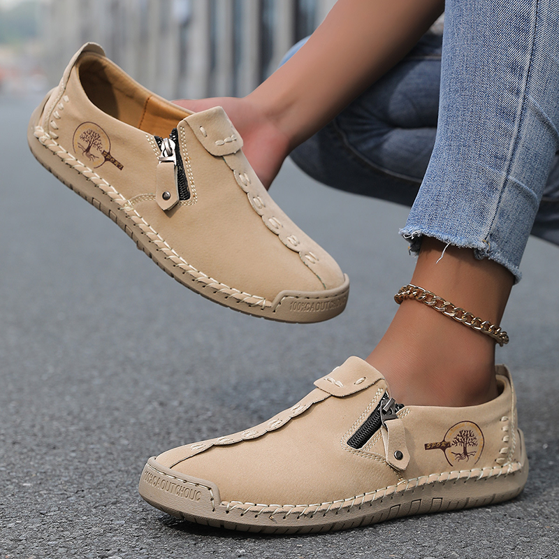 Side Zipper Flat Casual Shoes