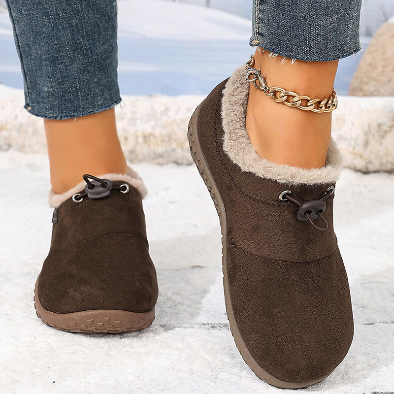 Fleece Lined Drawstring Winter Ankle Boots