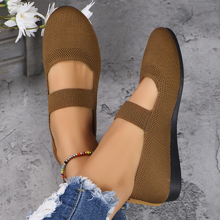 Knit Mary Jane Round Toe Flat Shoes