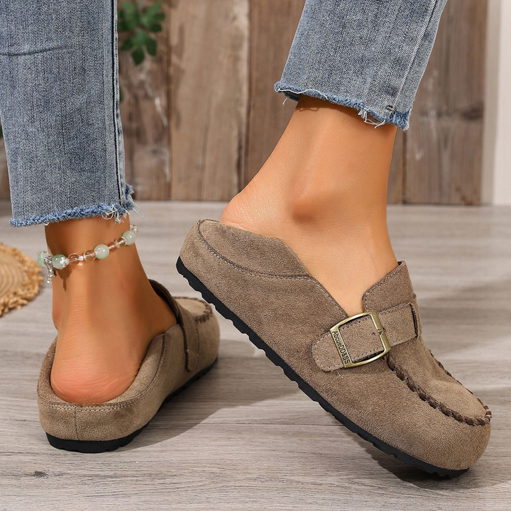 Women Buckle Detail Casual Flat Loafers