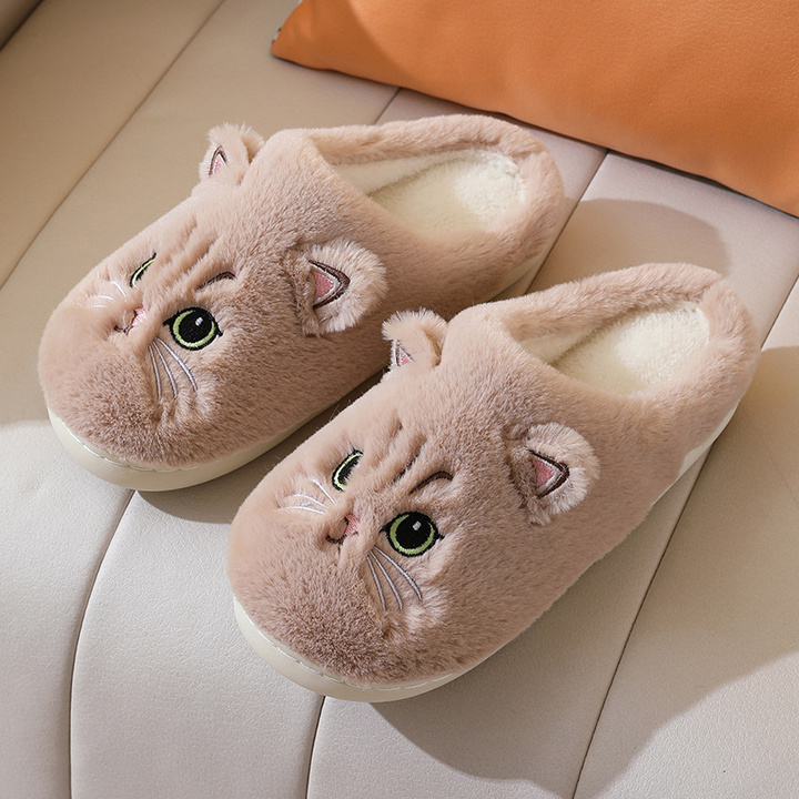 Cute Cat Plush Indoor Slippers