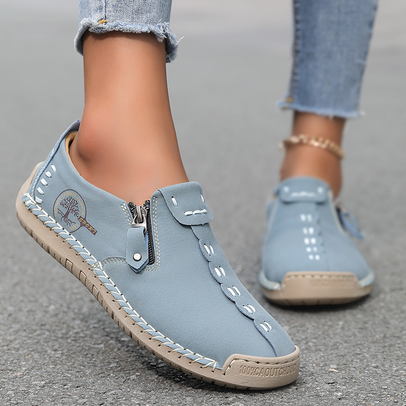 Side Zipper Flat Casual Shoes