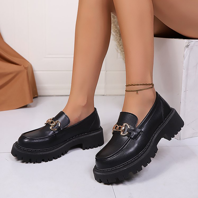 Chain Decor Chunky Platform Loafers for Women
