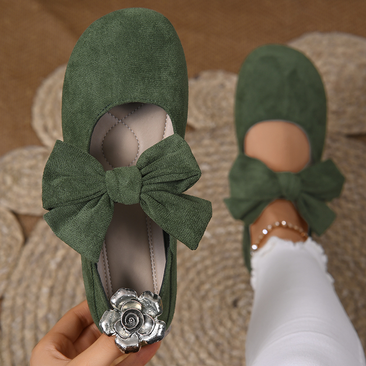 Leopard-print bow Mary Jane flats for women