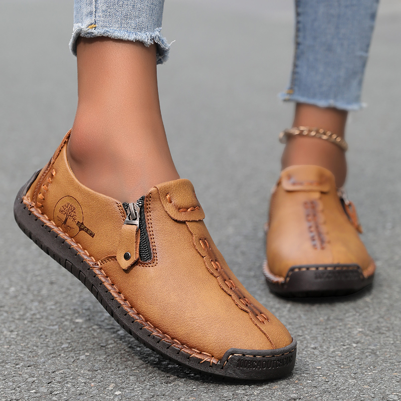 Side Zipper Flat Casual Shoes
