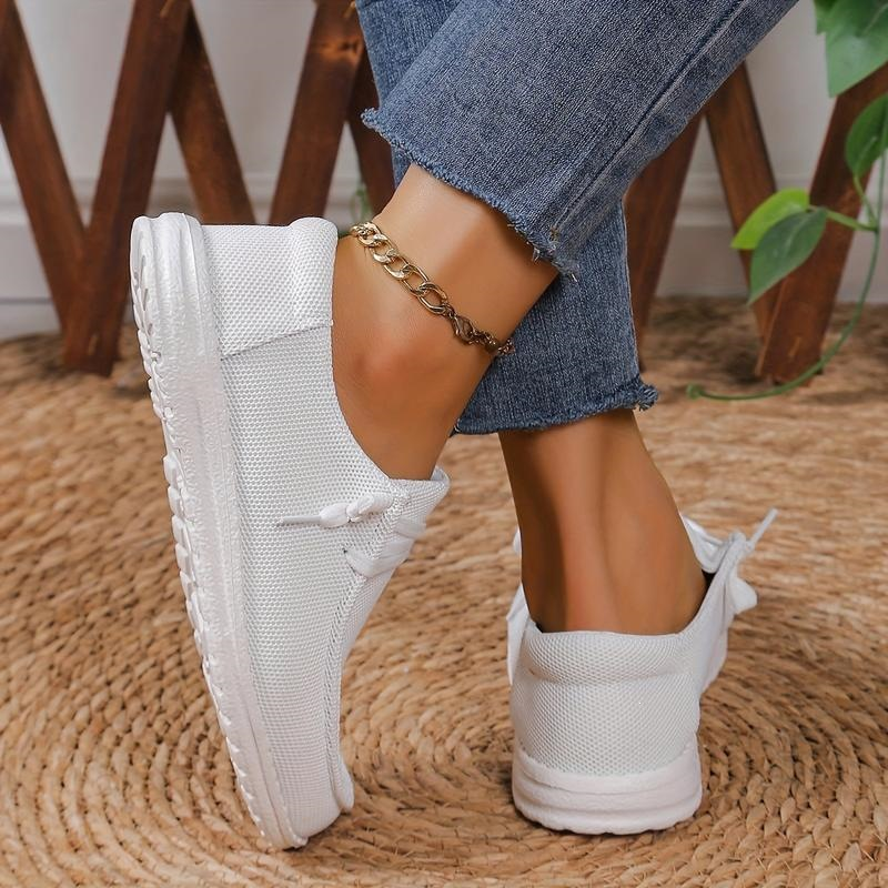 Women Mesh Lace Up Slip-On Casual Loafers