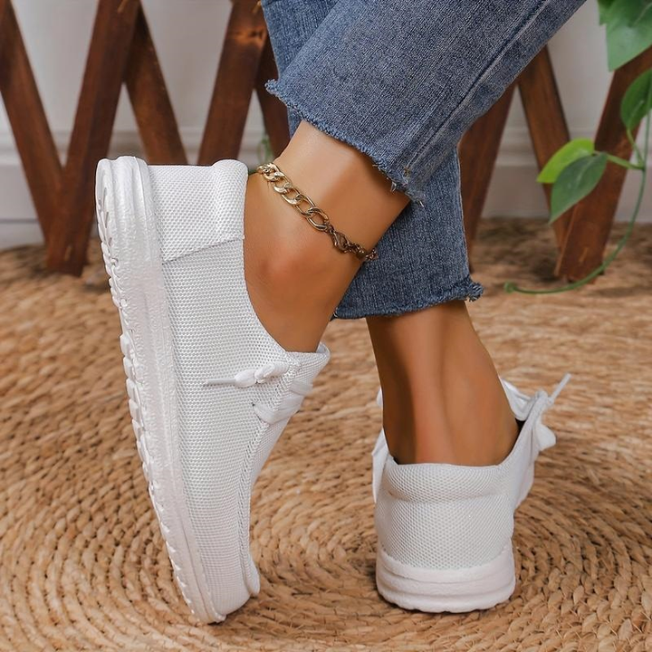 Women Mesh Lace Up Slip-On Casual Loafers