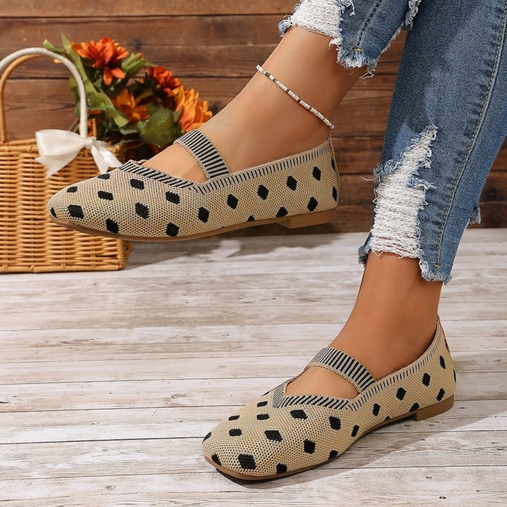 Polka Dot Knit Mary Jane Flats