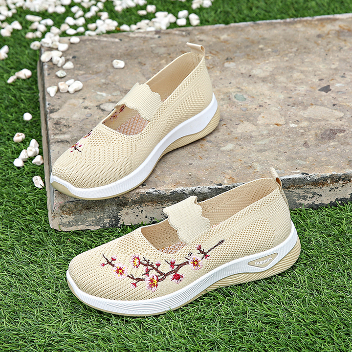 Embroidered Mesh Slip-on Sneakers