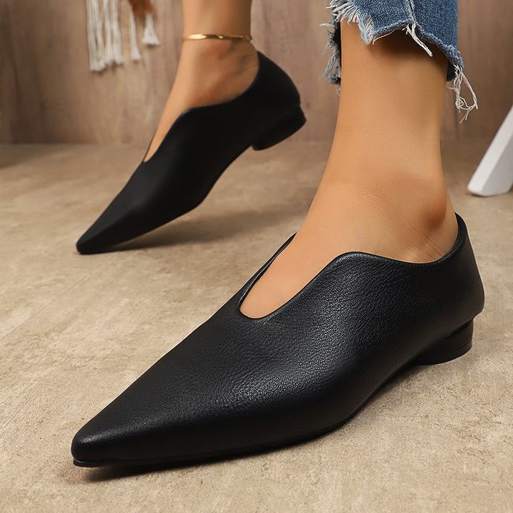 Women Pointed Toe V‑Cut Slip On Low Flat Shoes