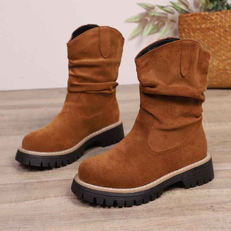 Slouchy Shaft Platform Mid Calf Boots
