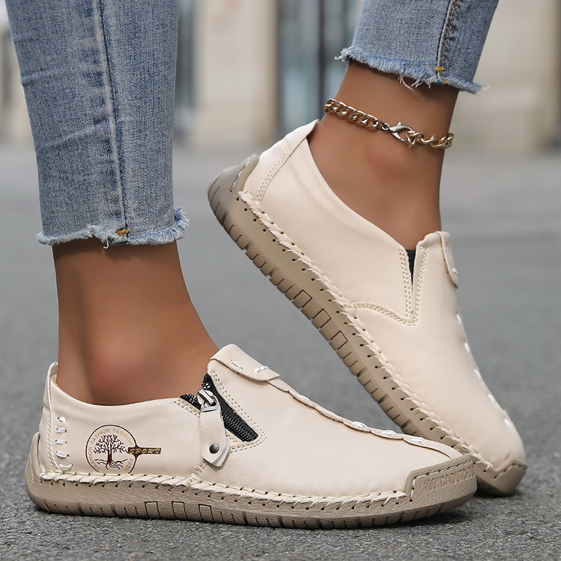 Side Zipper Flat Casual Shoes