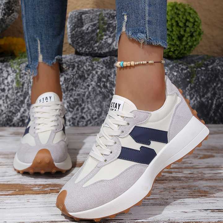 Retro Color Block Platform Sneakers for Women