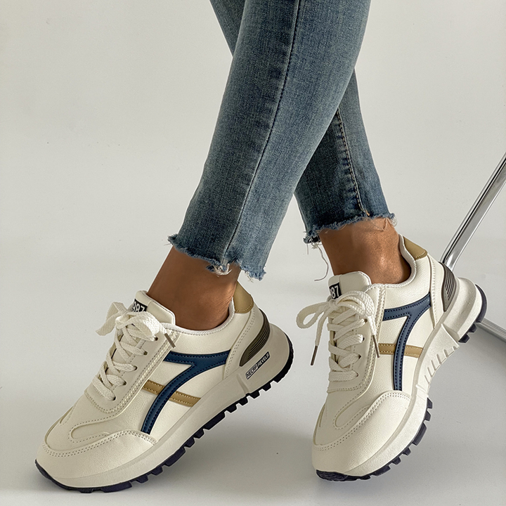 Women Retro Color Block Lace-Up Sneakers